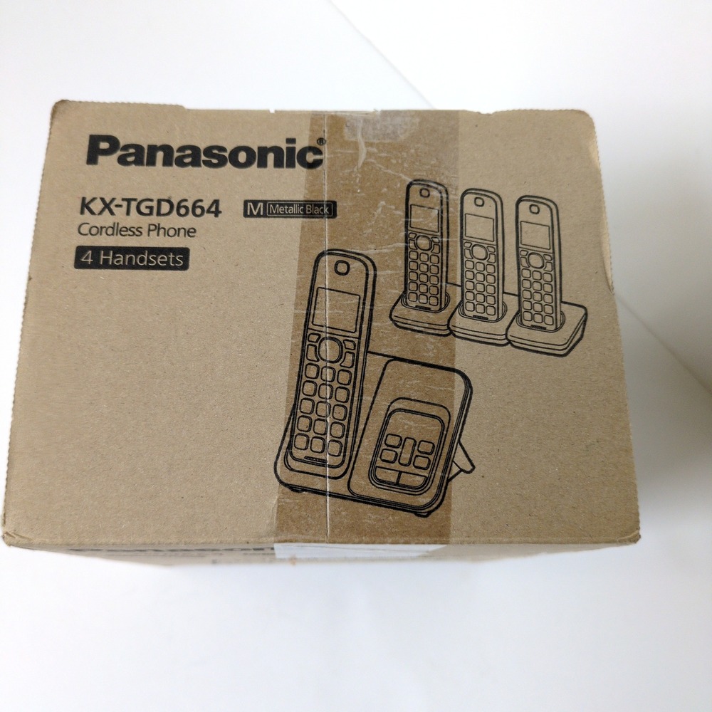 NIB Panasonic Cordless Phone Metallic Black KX-TGD664M Link2Cell 4 Handsets OS